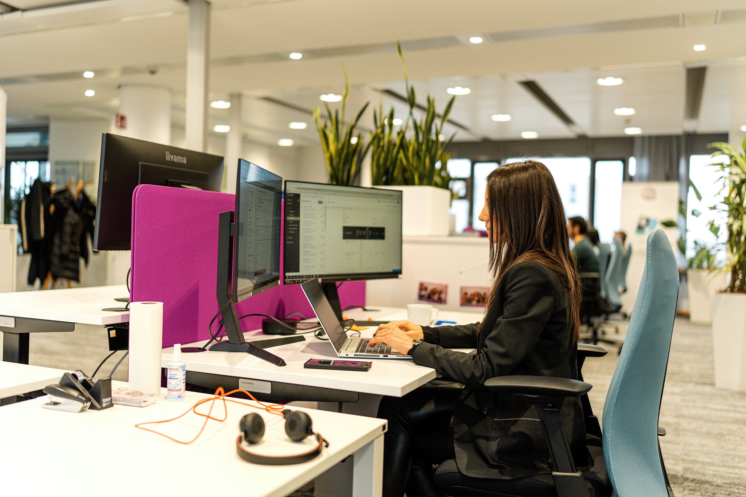 One of our team working in office in Healy World
